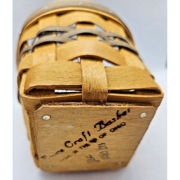 ROSCOE CRAFT BASKET Ohio Handmade Mini Basket Colored Bands Cotton Balls Storage - Picture 4 of 4